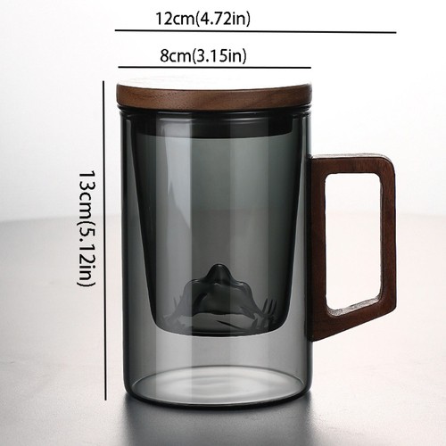 500ml glass cup wooden handle - cup,