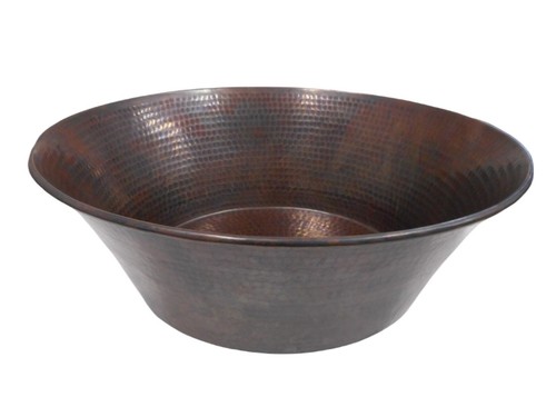 Round copper cazo vessel - 15",