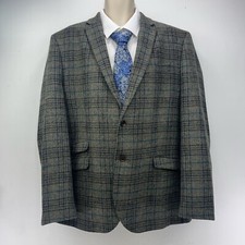 Joules Moon Tweed Jacket Blazer Size 48R Windowpane Wool Grey Check Men’s