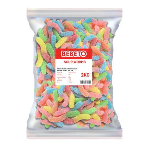 Bebeto sour neon worms - sour,