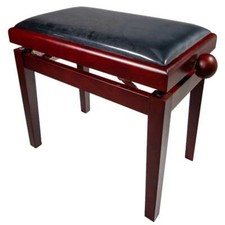 Adjustable Piano Stool, "LEGATO" Bench with Black Top, Satin Sapele