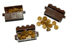 😀 LEGO Treasure Chest x3 with gold coins goblets Brown Container pirate castle