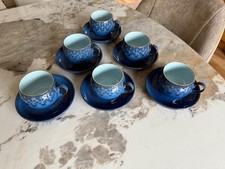Set of six Denby Midnight Blue coffee cups and saucers