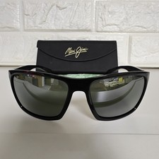 MAUI JIM Makoa MJ-804-02 Glossy Black Square Wrap Polarised Green Sunglasses