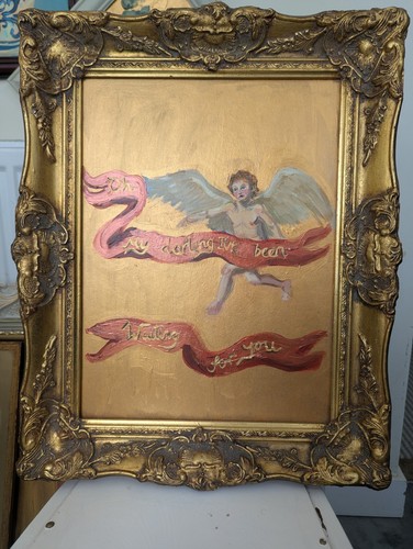 Large painting cherub and - painting, a