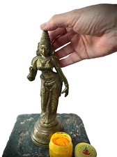 ANTIQUE INDIAN BRONZE PARVATI SOUTH INDIAN STATUE LOST WAX PROCESS  EARLY 20TH C