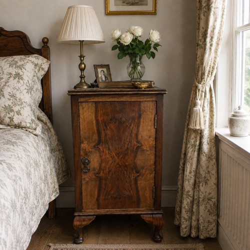 Antique walnut bedside pot - walnut,