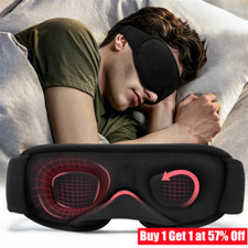 UK Soft Padded Sleep Mask 3D Eye Blackout Luxurious Eye Cover Travel Blindfold