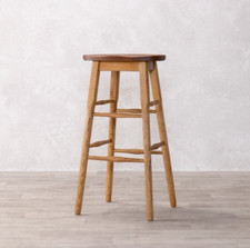 VINTAGE STYLE BAR STOOL WOODEN TALL TRADITIONAL OAK BAR STOOL