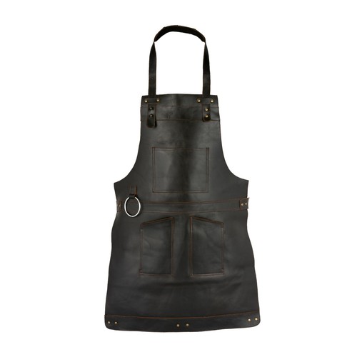 Chocolate real leather apron - real,