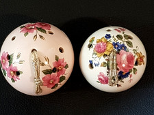 Vintage 2 Floral Designed Round Shape, Ceramic Pomander Roses