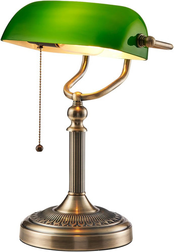 Green glass bankers - green, lamp