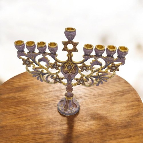 Enamel hanukkah menorah - hanukkah,