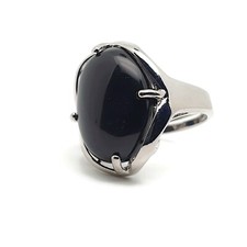 Oval Gemstone Ring Cocktail Chakra Natural Crystal Boho Adjustable Silver Plated