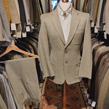 Vintage Mens 38R 32W Herringbone 2 Piece JAEGER Suit Jacket Trousers Harris Styl