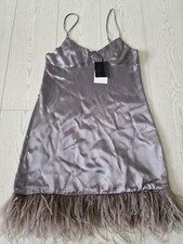 ZARA SATIN DRESS WITH FEATHERS