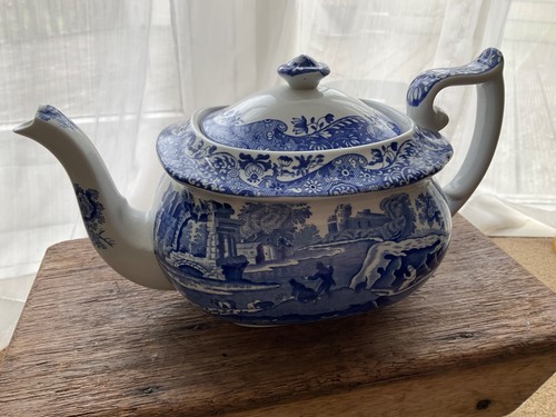 Spode blue italian leg teapot - blue,