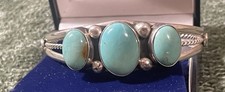 Vintage Navajo Sterling Silver Blue Turquoise Cuff Bracelet