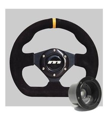 250mm Black Leather Steering Wheel + Boss fits Vauxhall Corsa 85>94