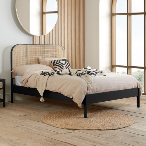 Black rattan bed margot - black,