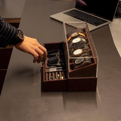 Walnut slot watch - watch, box