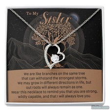 Sister Heart Roots Pendant Necklace Birthday Christmas Gift Jewelry for Beloved