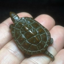 L 2 Inch Old Chinese Bronze Carving Turtle Statue Decoration Gift Collection