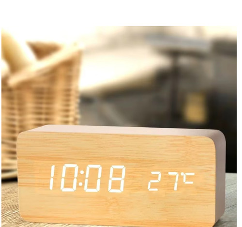 Wooden digital alarm - digital, led