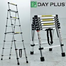 2m /2.3m Aluminum Telescoping Collapsible Roof Climbing Ladder Loft Workshop DIY