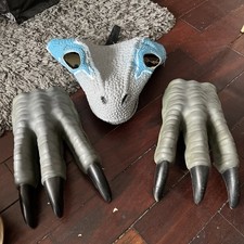 Mattel Jurassic World Dinosaur BLUE Velociraptor Mask + Gloves