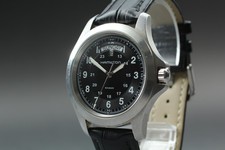 [Near MINT] Hamilton Khaki H644510 Day Date Black Dial Quartz Men's Watch