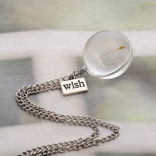 Dandelion wish necklace glass - dandelion,