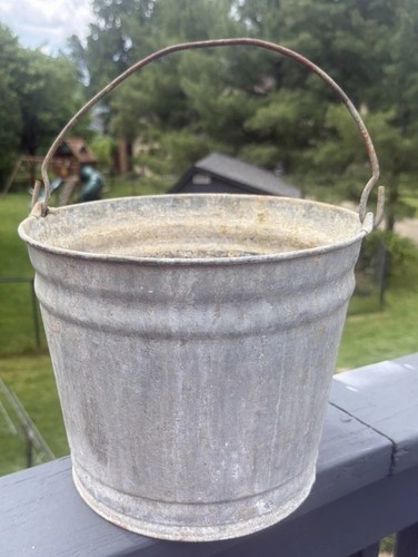 Vintage galvanized metal pail - galvanized,