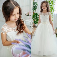 Girls Lace Prom Dress Pageant Wedding Birthday Party Birthday Present Dresses