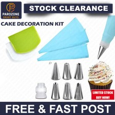 Silicone Bags Icing Piping Cream Pastry Cake Decorating Steel Nozzles 10 Pcs Set