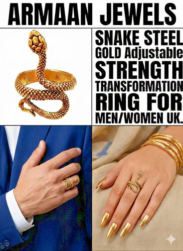 Ring steel snake gold - snake,