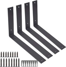 Shelf Brackets L Bracket 12 Inch 4PCS Heavy Duty 12 Inch, Frost Black-4pcs 