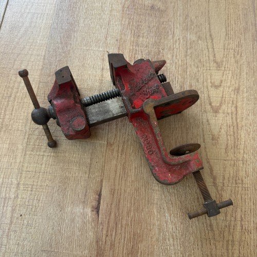Vintage red bench clamp - vintage, vice