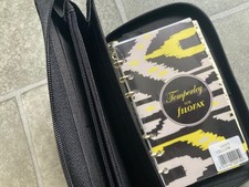 Filofax Temperley Yellow Ikat Compact Organiser Planner Zip