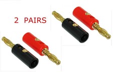 Two Pairs of Banana Plugs Audio Speaker Cable gold plated Audio Connectors Jack