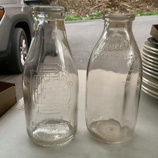 Vintage Clear Glass Milk Bottles 1 Qt Each