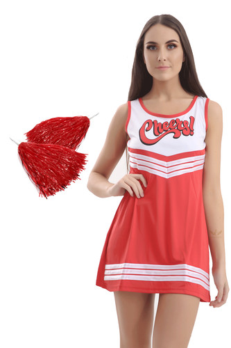 Red high school cheerleader - red,