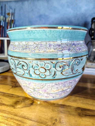 Turquoise and gold bowl