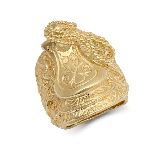 Gold silver saddle ring - gold, on