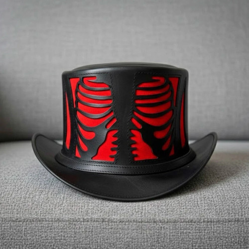 Gothic leather top hat - gothic,