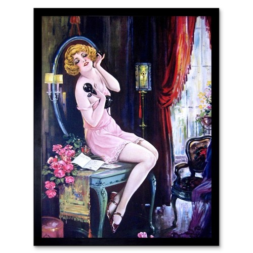 Painting deco flapper woman - painting,