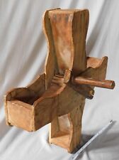 Primitive folk art noise maker scarecrow clacker wooden farmer crank handle