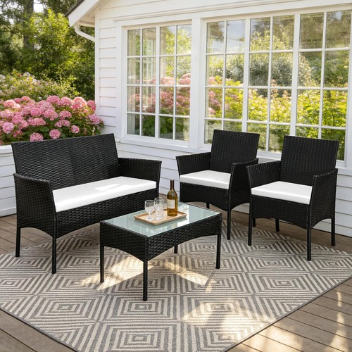 Rattan sofa set piece - rattan, garden