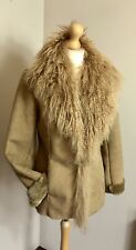 Jasper Conran faux Suede Real Mongolian Fur Afghan jacket short coat Penny Lane