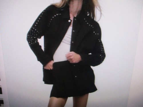 Nwt zara studded black denim - zara,